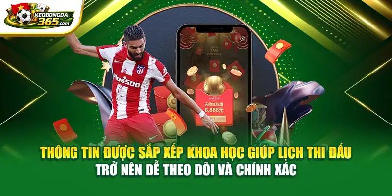 Thông tin được sắp xếp khoa học giúp lịch thi đấu trở nên dễ theo dõi và chính xác